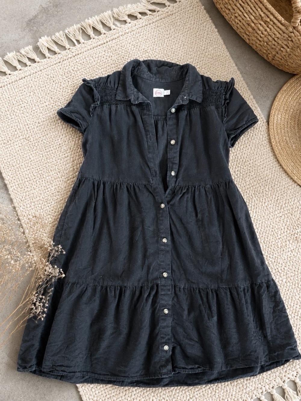 Black Tiered Button-Front Women’s or Big girl Dress women’s XS or Girls size 16